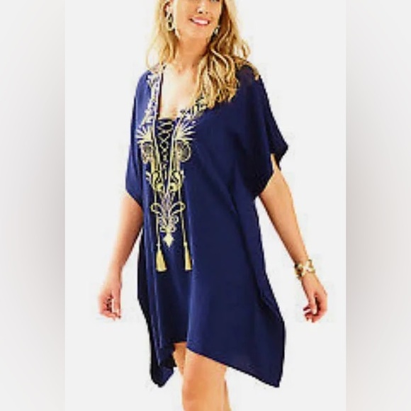 Lilly Pulitzer Tops - Lilly Pulitzer Chai Caftan True Navy L/XL